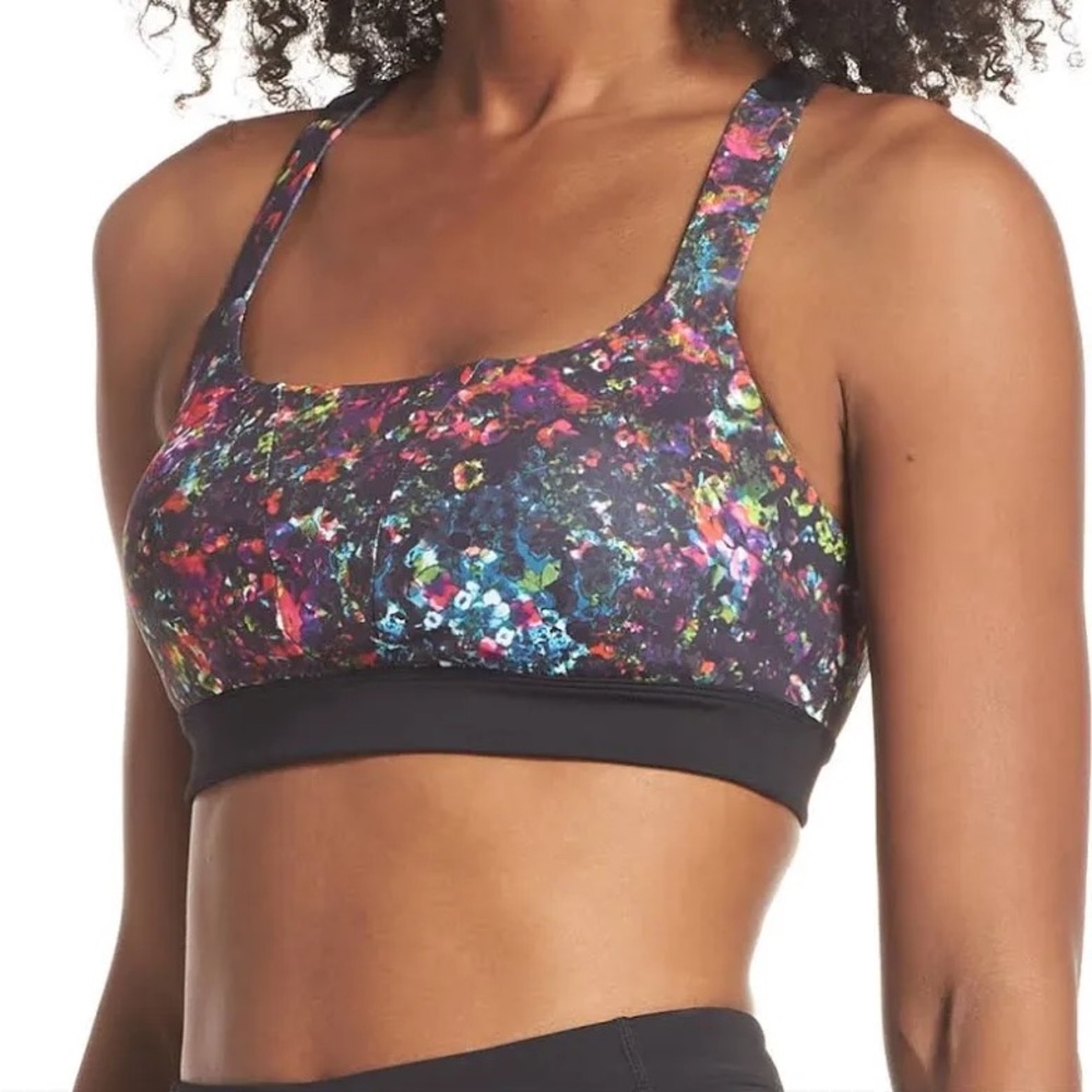 Zella Dawn Print Mesh Sports Bra Multicolor Neon